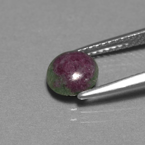 Rubí zoisita multicolor natural de 1,33 ct, corte redondo, opaco