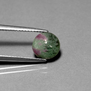 Rubí zoisita multicolor natural de 1,89 ct, corte redondo, opaco