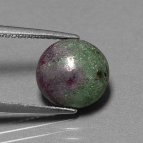 Rubí zoisita multicolor natural de 3,81 ct, corte redondo, opaco