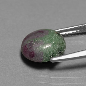 Rubí zoisita multicolor natural de 3,81 ct, corte redondo, opaco