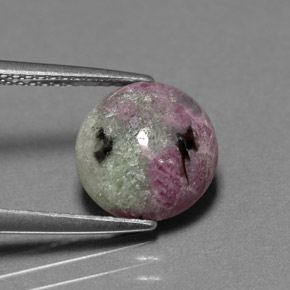 Rubí-Zoisita Multicolor natural de 4.14 ct, Corte Redondo, Opaco