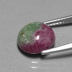 Rubí-Zoisita Multicolor natural de 4.68 ct, Corte Redondo, Opaco