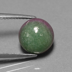Rubí zoisita multicolor natural de 4,85 ct, corte redondo, opaco