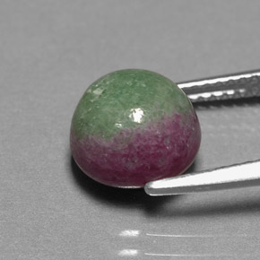 Rubí zoisita multicolor natural de 4,85 ct, corte redondo, opaco