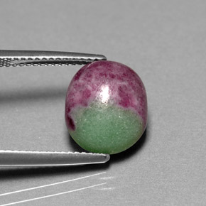Rubí zoisita multicolor natural de 6,08 ct, corte óvalo, opaco