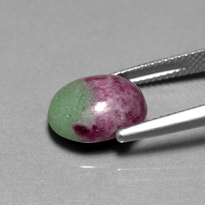 Rubí zoisita multicolor natural de 6,08 ct, corte óvalo, opaco