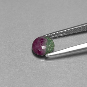 Rubí-Zoisita Multicolor natural de 1.14 ct, Corte Redondo, Opaco