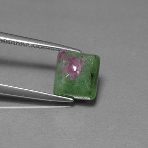 Rubí-Zoisita Multicolor natural de 3.01 ct, Corte Baguette, Opaco