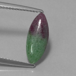 Rubí zoisita multicolor natural de 2,11 ct, marquesa, opaco