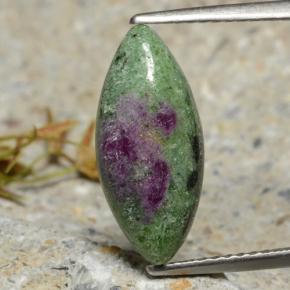 Rubí zoisita multicolor natural de 4,34 ct, marquesa, opaco