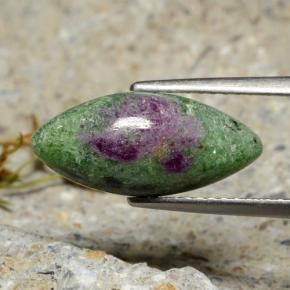 Rubí zoisita multicolor natural de 4,34 ct, marquesa, opaco