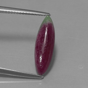 Rubí zoisita multicolor natural de 3,94 ct, marquesa, opaco