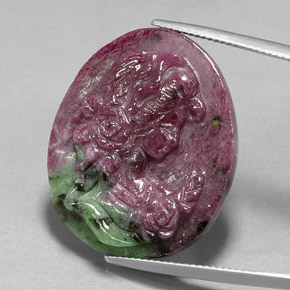 Rubí zoisita multicolor natural de 41,32 ct, forma elegante, opaco