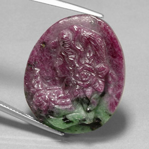 Rubí zoisita multicolor natural de 41,32 ct, forma elegante, opaco