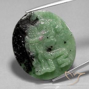 Rubí-Zoisita Multicolor natural de 48.13 ct, Ovalada, Opaco