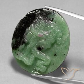 Rubí-Zoisita Multicolor natural de 48.13 ct, Ovalada, Opaco
