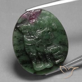 41.05ct Natural Multicolor Rubí-Zoisita, Ovalada, Opaco