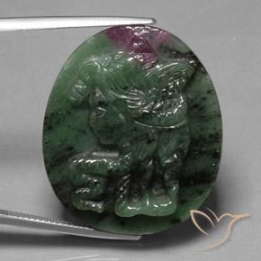Rubí-Zoisita Multicolor natural de 41.05 ct, Ovalada, Opaco