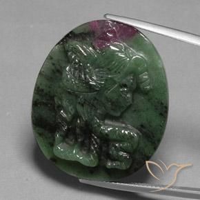 Rubí-Zoisita Multicolor natural de 41.05 ct, Ovalada, Opaco