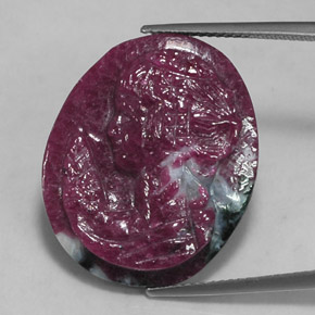 Rubí zoisita multicolor natural de 28,53 ct, forma elegante, opaco