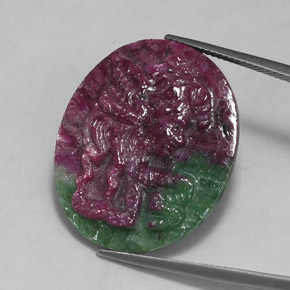 Rubí zoisita multicolor natural de 30,46 ct, forma elegante, opaco