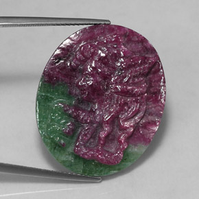 Rubí zoisita multicolor natural de 30,46 ct, forma elegante, opaco