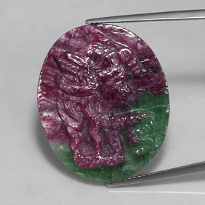 Rubí zoisita multicolor natural de 30,46 ct, forma elegante, opaco