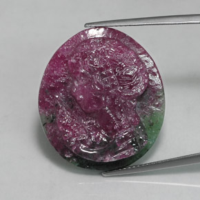 Rubí zoisita multicolor natural de 32,60 ct, forma elegante, opaco