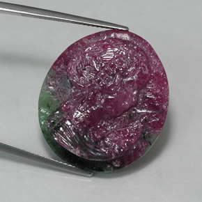 Rubí zoisita multicolor natural de 32,60 ct, forma elegante, opaco