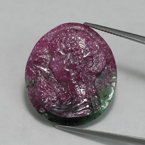 Rubí zoisita multicolor natural de 32,60 ct, forma elegante, opaco