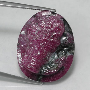 Rubí zoisita multicolor natural de 26,81 ct, forma elegante, opaco