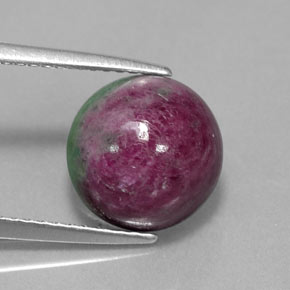 Rubí zoisita multicolor natural de 6,11 ct, corte redondo, opaco