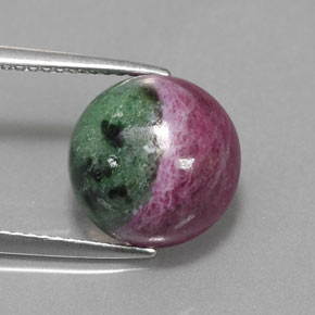 Rubí zoisita multicolor natural de 7,99 ct, corte redondo, opaco