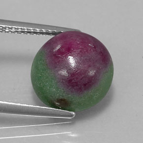 Rubí zoisita multicolor natural de 7,72 ct, corte redondo, opaco