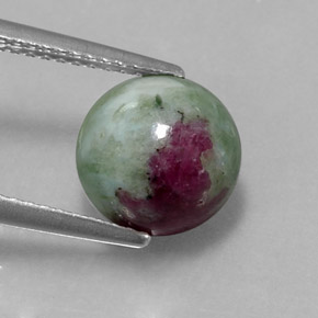 Rubí zoisita multicolor natural de 3,91 ct, corte redondo, opaco
