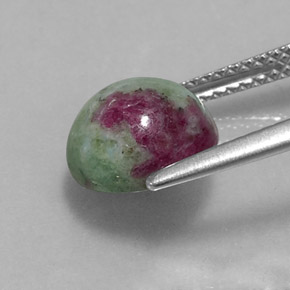 Rubí zoisita multicolor natural de 3,91 ct, corte redondo, opaco