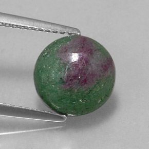 Rubí zoisita multicolor natural de 3,56 ct, corte redondo, opaco