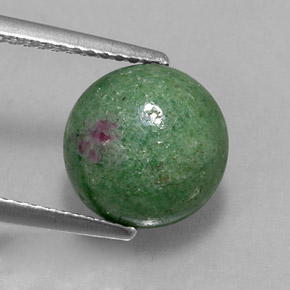 Rubí zoisita multicolor natural de 5,13 ct, corte redondo, opaco