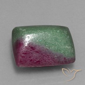 Rubí-Zoisita Multicolor natural de 14.07 ct, Corte Baguette, Opaco