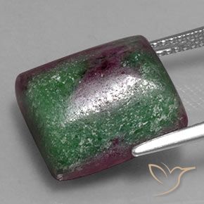 Rubí-Zoisita Multicolor natural de 19.20 ct, Corte Baguette, Opaco