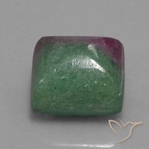 Rubí-Zoisita Multicolor natural de 13.67 ct, Corte Baguette, Opaco