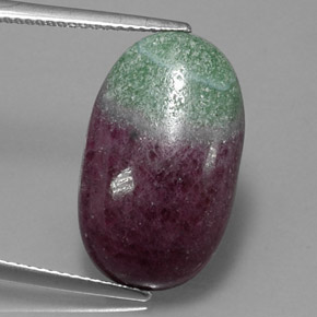 Rubí zoisita multicolor natural de 13,64 ct, corte óvalo, opaco