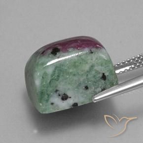 Rubí-Zoisita Multicolor natural de 15.55 ct, Corte Baguette, Opaco