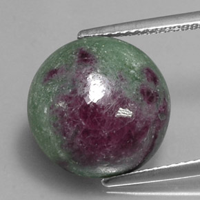 Rubí zoisita multicolor natural de 12,41 ct, corte redondo, opaco