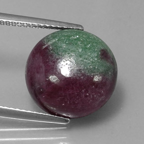 Rubí zoisita multicolor natural de 12,48 ct, corte redondo, opaco
