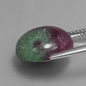 Rubí zoisita multicolor natural de 12,48 ct, corte redondo, opaco