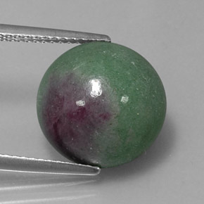 Rubí zoisita multicolor natural de 10,33 ct, corte redondo, opaco