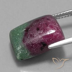 Rubí-Zoisita Multicolor natural de 12.24 ct, Corte Baguette, Opaco
