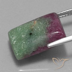 Rubí-Zoisita Multicolor natural de 11.43 ct, Corte Baguette, Opaco