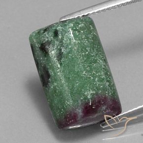 Rubí-Zoisita Multicolor natural de 13.09 ct, Corte Baguette, Opaco